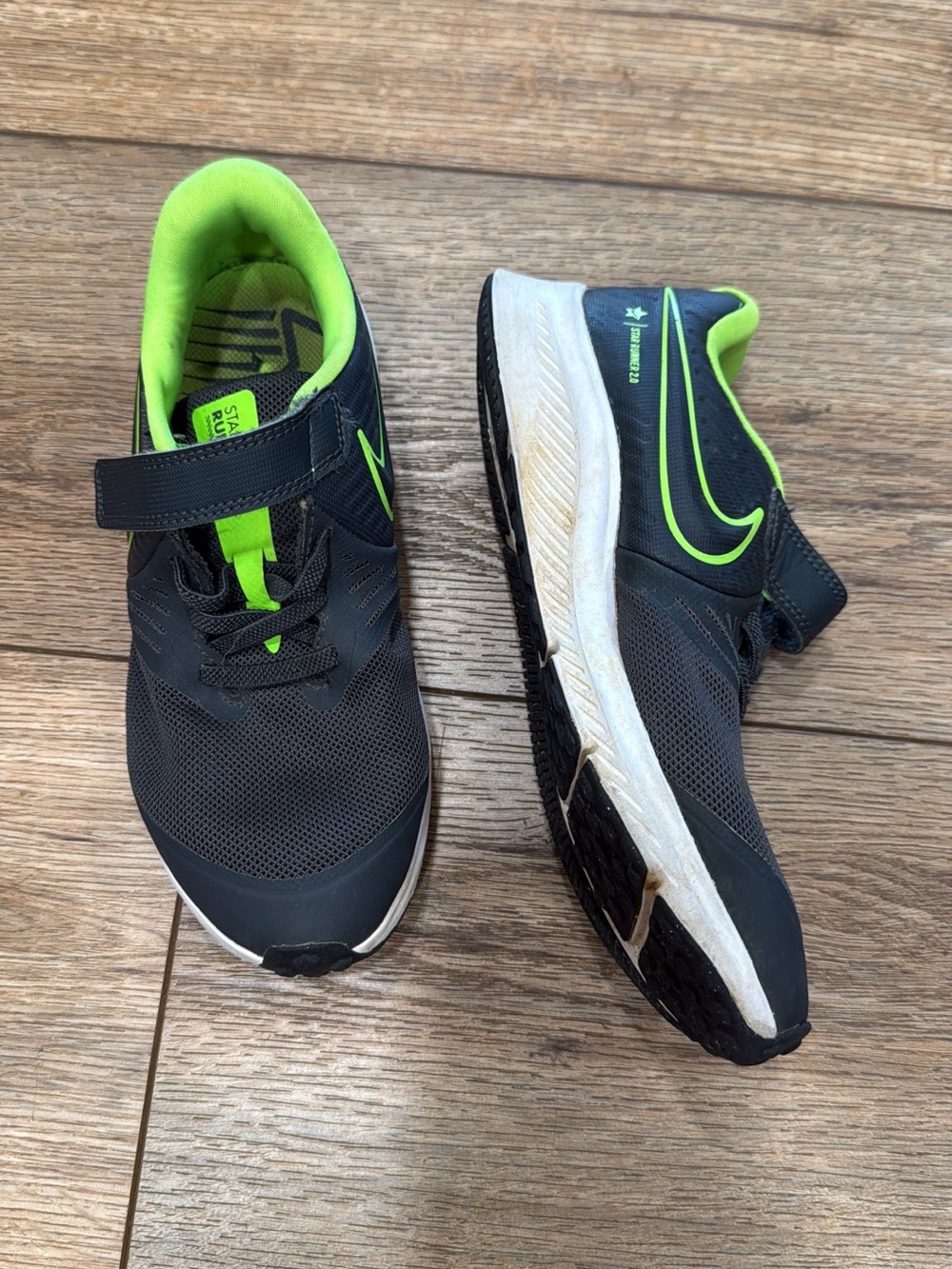 Kids Athletic Sneakers in Gray with Neon Green Accent